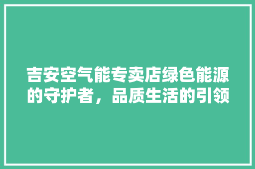 吉安空气能专卖店绿色能源的守护者，品质生活的引领者