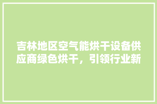 吉林地区空气能烘干设备供应商绿色烘干，引领行业新潮流 综合便民