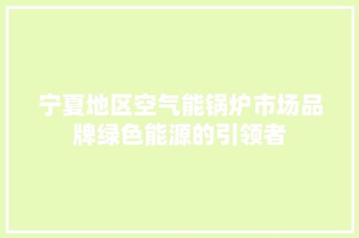 宁夏地区空气能锅炉市场品牌绿色能源的引领者
