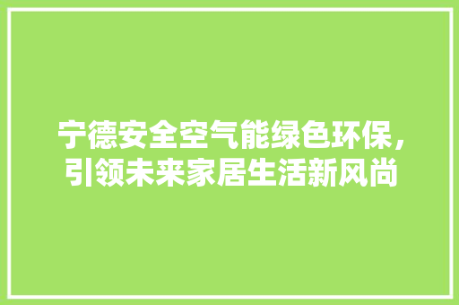 宁德安全空气能绿色环保，引领未来家居生活新风尚