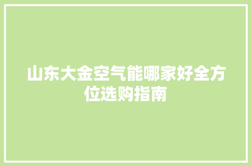山东大金空气能哪家好全方位选购指南
