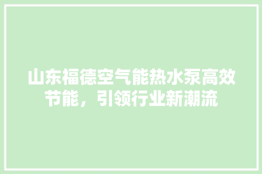 山东福德空气能热水泵高效节能，引领行业新潮流