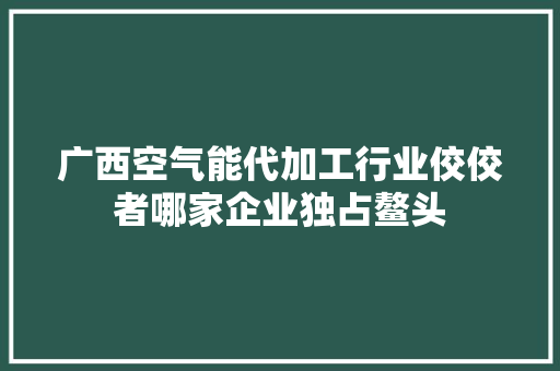 广西空气能代加工行业佼佼者哪家企业独占鳌头