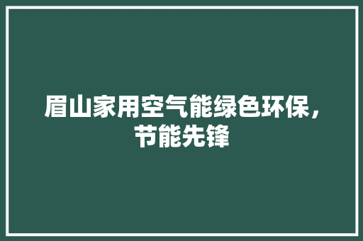 眉山家用空气能绿色环保，节能先锋