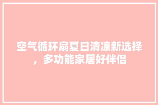 空气循环扇夏日清凉新选择，多功能家居好伴侣