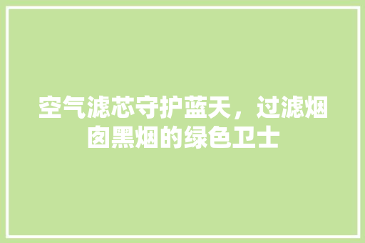 空气滤芯守护蓝天，过滤烟囱黑烟的绿色卫士