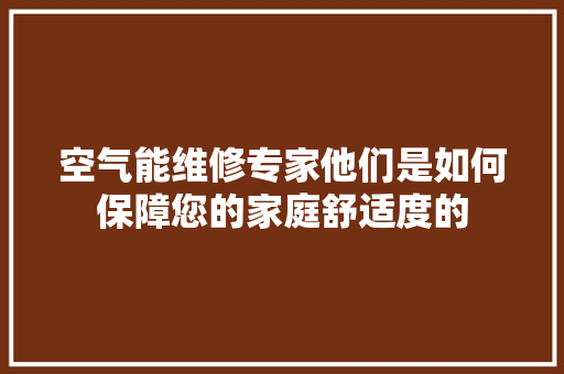 空气能维修专家他们是如何保障您的家庭舒适度的 家电维修