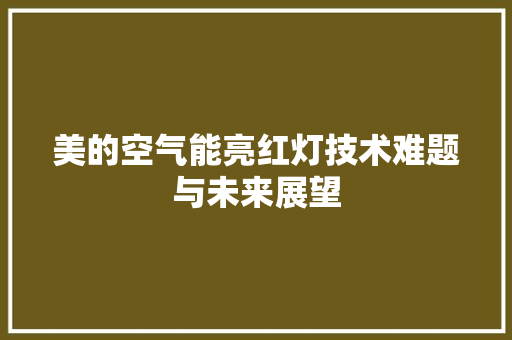 美的空气能亮红灯技术难题与未来展望 家电维修