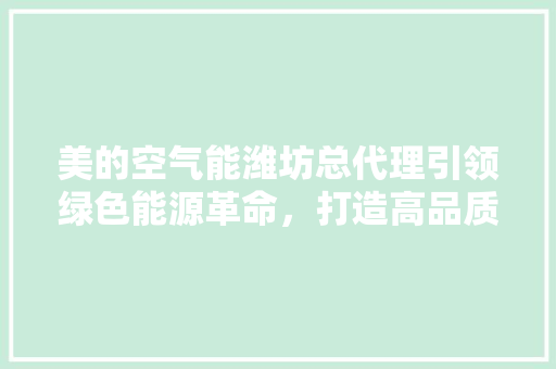 美的空气能潍坊总代理引领绿色能源革命，打造高品质生活新标杆 厨房维修