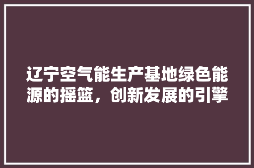 辽宁空气能生产基地绿色能源的摇篮，创新发展的引擎