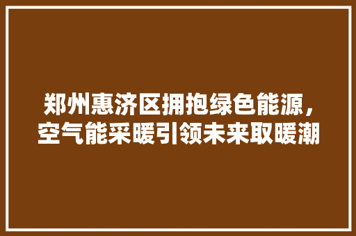 郑州惠济区拥抱绿色能源，空气能采暖引领未来取暖潮流