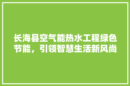 长海县空气能热水工程绿色节能，引领智慧生活新风尚 家电维修