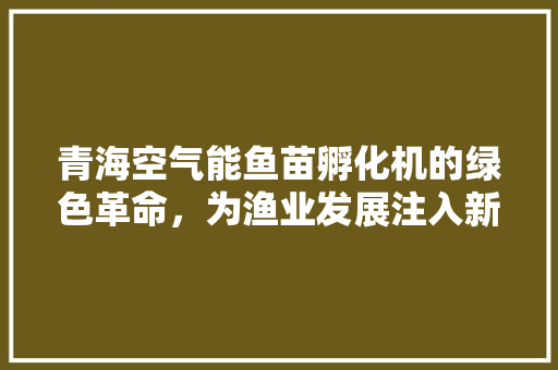青海空气能鱼苗孵化机的绿色革命，为渔业发展注入新活力
