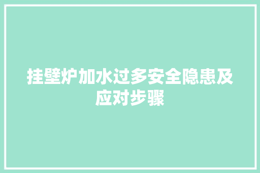 挂壁炉加水过多安全隐患及应对步骤