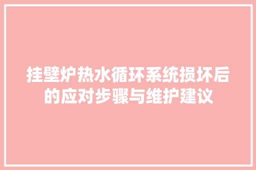 挂壁炉热水循环系统损坏后的应对步骤与维护建议 汽车维修