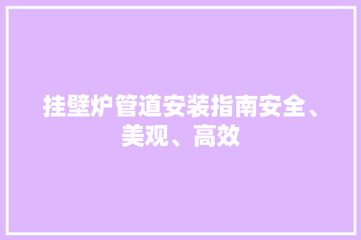 挂壁炉管道安装指南安全、美观、高效