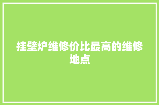 挂壁炉维修价比最高的维修地点