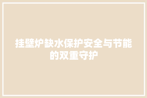 挂壁炉缺水保护安全与节能的双重守护