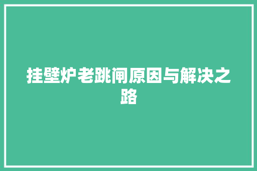 挂壁炉老跳闸原因与解决之路