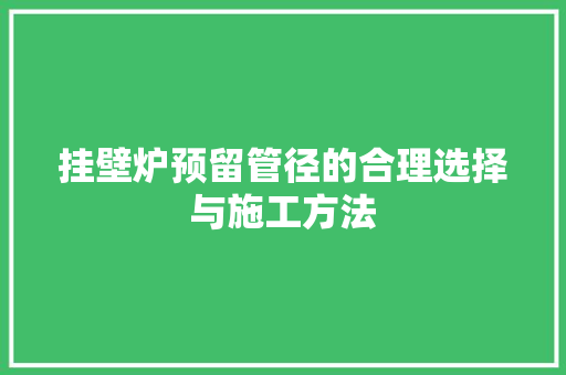 挂壁炉预留管径的合理选择与施工方法