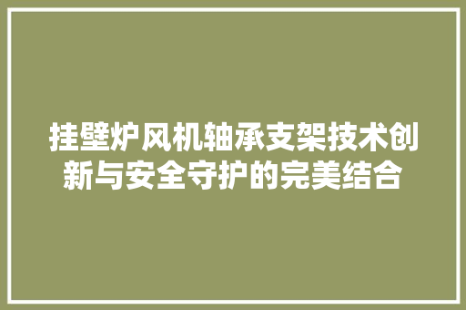 挂壁炉风机轴承支架技术创新与安全守护的完美结合