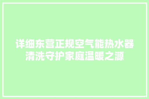详细东营正规空气能热水器清洗守护家庭温暖之源 家电维修