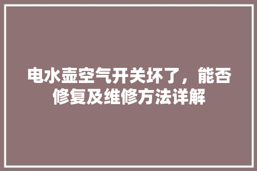 电水壶空气开关坏了，能否修复及维修方法详解