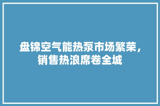 盘锦空气能热泵市场繁荣，销售热浪席卷全城 厨房维修