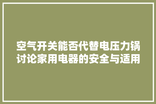 空气开关能否代替电压力锅讨论家用电器的安全与适用 综合便民