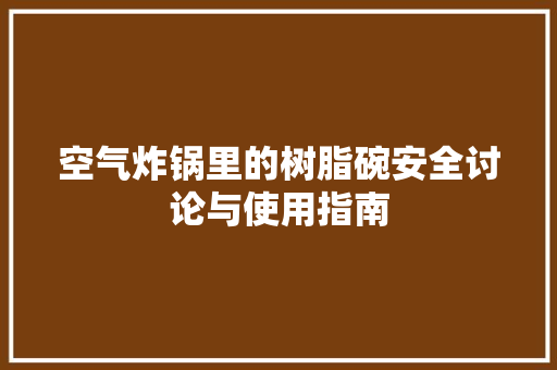 空气炸锅里的树脂碗安全讨论与使用指南