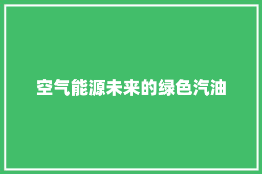 空气能源未来的绿色汽油