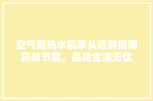 空气能热水机泵头选购指南高效节能，品质生活无忧