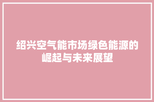 绍兴空气能市场绿色能源的崛起与未来展望