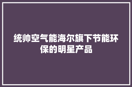 统帅空气能海尔旗下节能环保的明星产品
