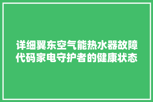 详细翼东空气能热水器故障代码家电守护者的健康状态 墙体维修