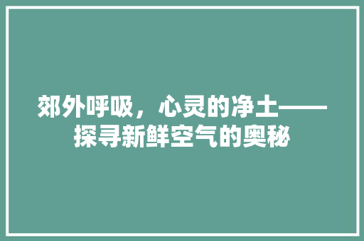 郊外呼吸，心灵的净土——探寻新鲜空气的奥秘