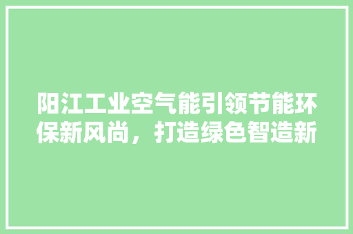 阳江工业空气能引领节能环保新风尚，打造绿色智造新标杆