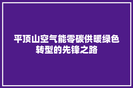 平顶山空气能零碳供暖绿色转型的先锋之路