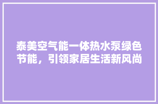 泰美空气能一体热水泵绿色节能，引领家居生活新风尚