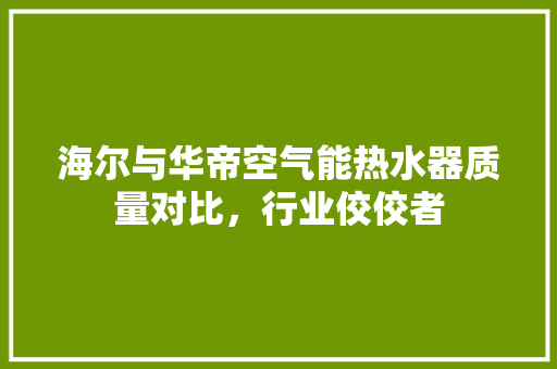 海尔与华帝空气能热水器质量对比，行业佼佼者