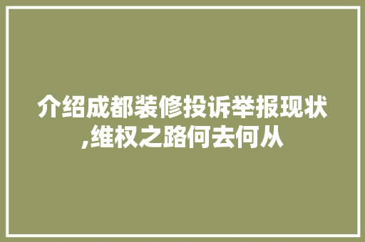 介绍成都装修投诉举报现状,维权之路何去何从 介绍成都装修投诉举报现状,维权之路何去何从 汽车维修