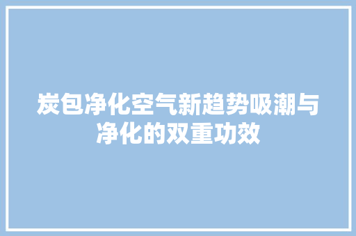 炭包净化空气新趋势吸潮与净化的双重功效 厨房维修