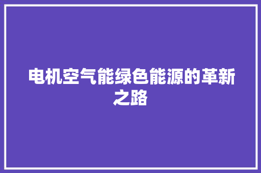电机空气能绿色能源的革新之路