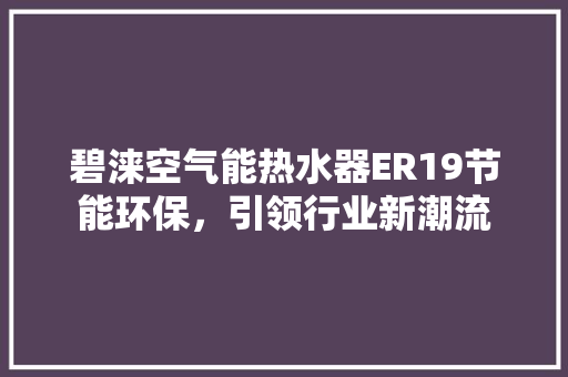碧涞空气能热水器ER19节能环保，引领行业新潮流