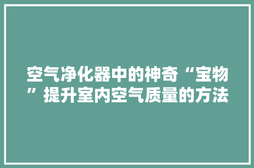 空气净化器中的神奇“宝物”提升室内空气质量的方法