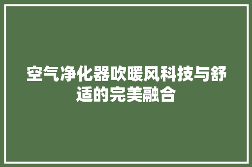 空气净化器吹暖风科技与舒适的完美融合
