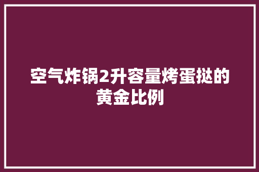 空气炸锅2升容量烤蛋挞的黄金比例