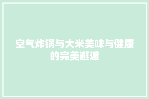 空气炸锅与大米美味与健康的完美邂逅