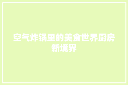 空气炸锅里的美食世界厨房新境界