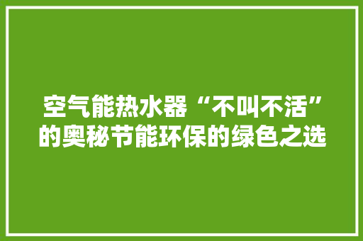 空气能热水器“不叫不活”的奥秘节能环保的绿色之选 墙体维修